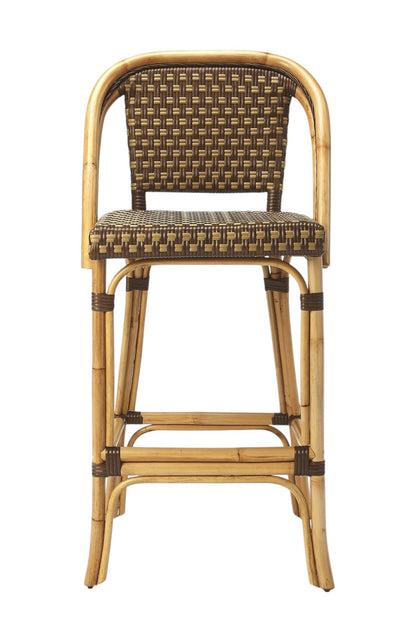 28" Brown Rattan Counter Height Bar Chair