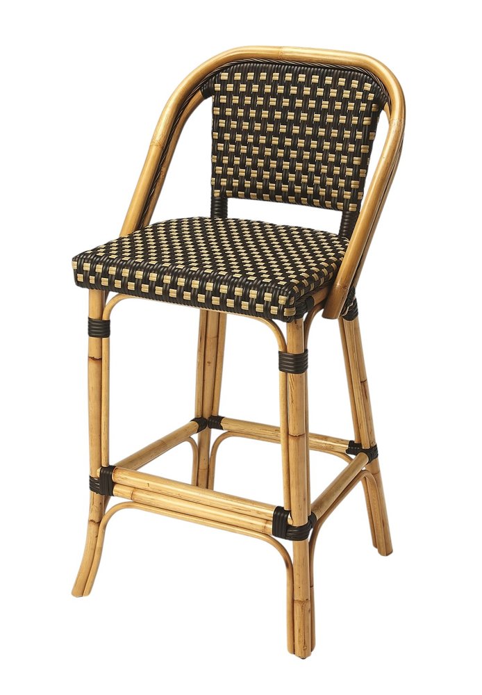 26" Brown and Natural Rattan Counter Height Bar Chair HomeRoots