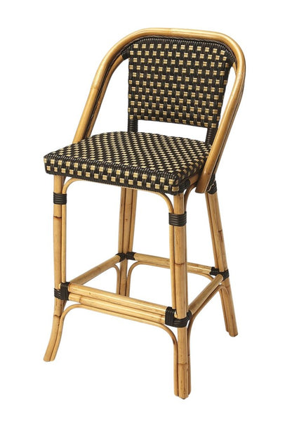 26" Brown and Natural Rattan Counter Height Bar Chair HomeRoots
