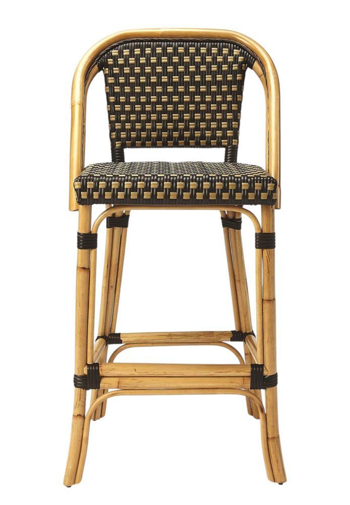 26" Brown and Natural Rattan Counter Height Bar Chair HomeRoots