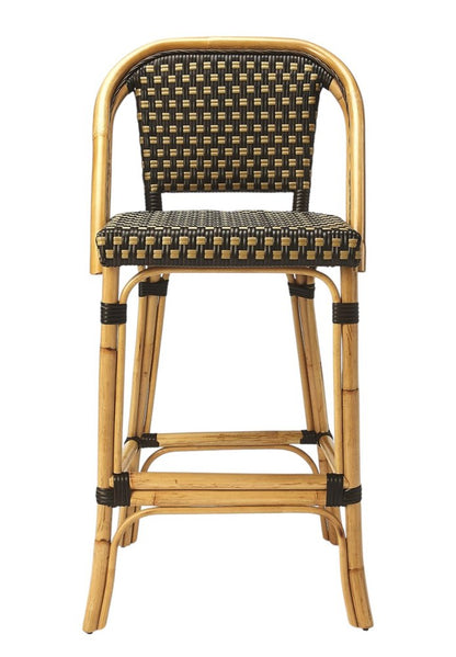 26" Brown and Natural Rattan Counter Height Bar Chair HomeRoots