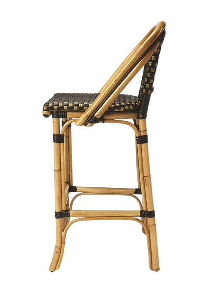 26" Brown and Natural Rattan Counter Height Bar Chair HomeRoots