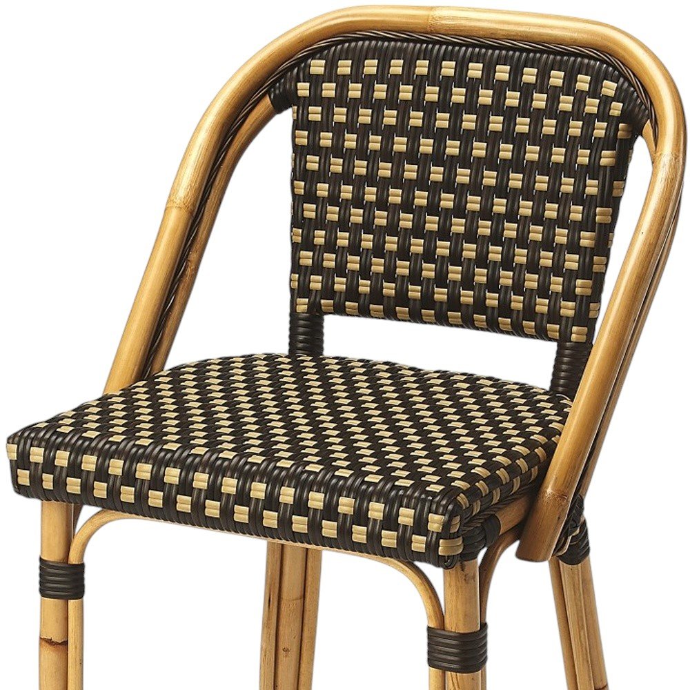 26" Brown and Natural Rattan Counter Height Bar Chair HomeRoots