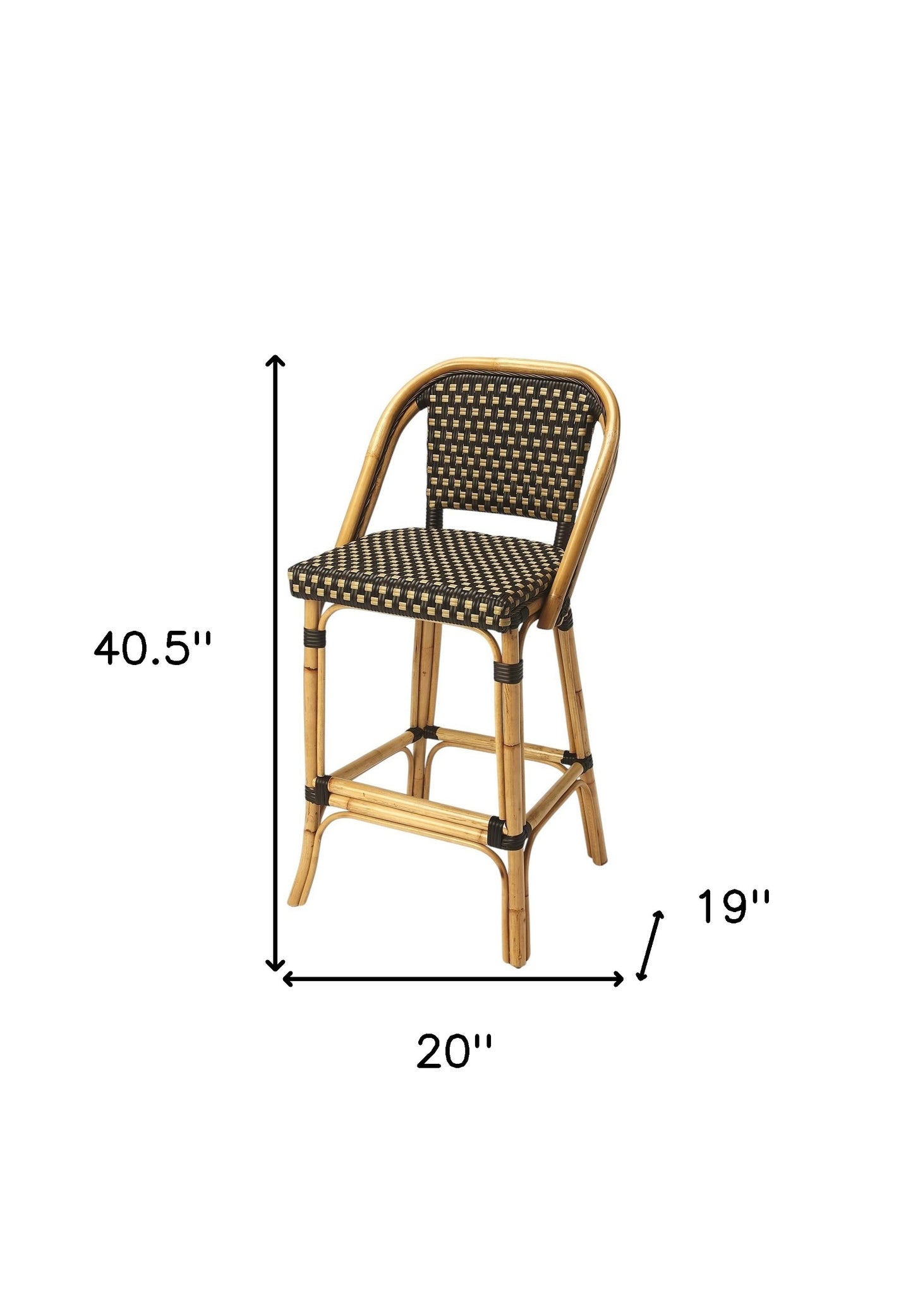 26" Brown and Natural Rattan Counter Height Bar Chair