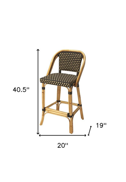 26" Brown and Natural Rattan Counter Height Bar Chair HomeRoots