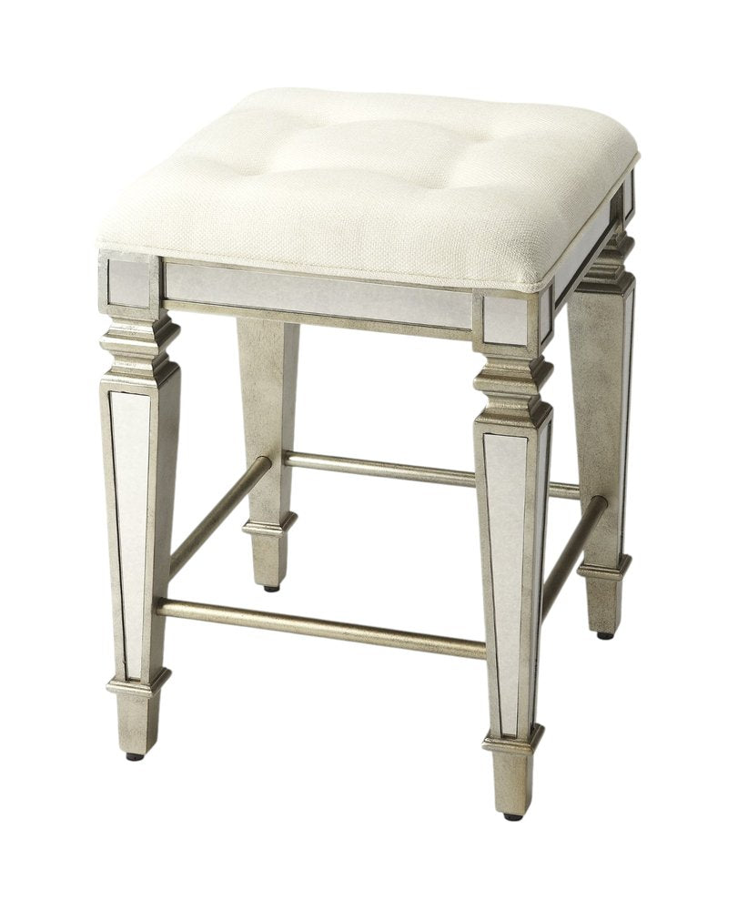 30" White and Gray Solid and Manufactured Wood Backless Counter Height Bar Chair HomeRoots