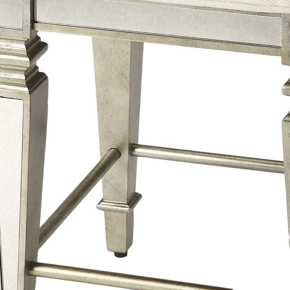 30" White and Gray Solid and Manufactured Wood Backless Counter Height Bar Chair HomeRoots