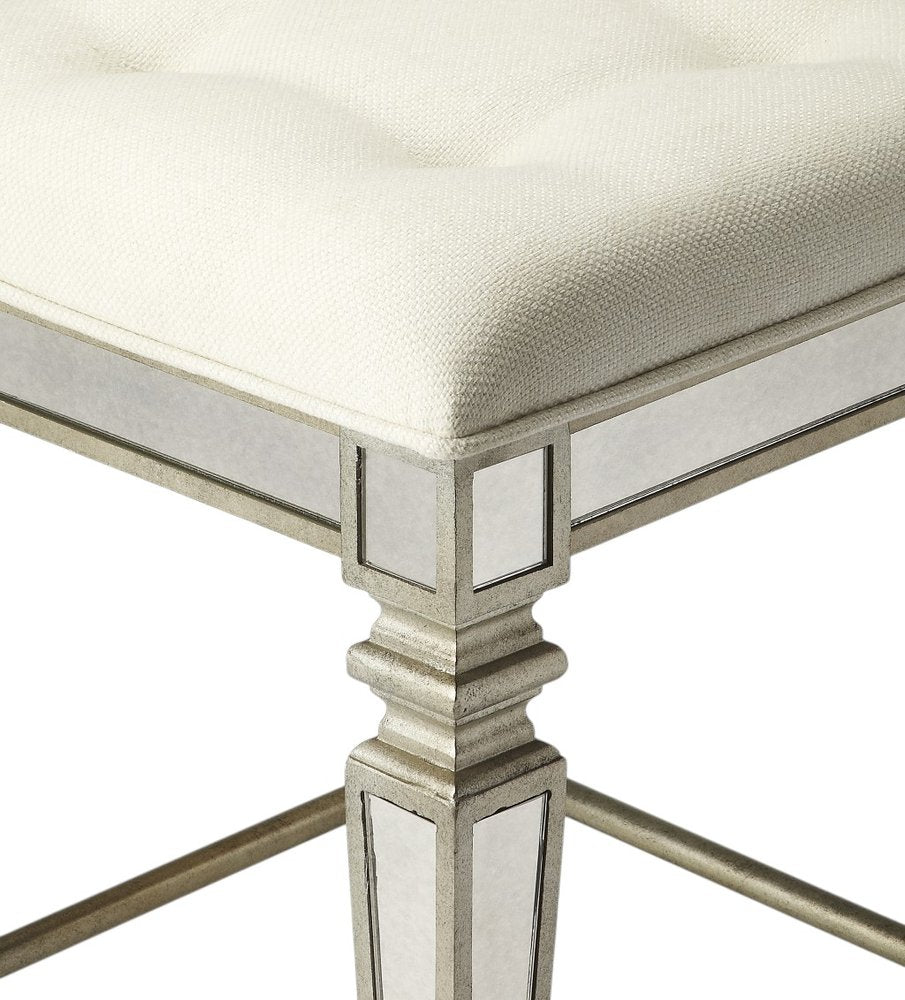 30" White and Gray Solid and Manufactured Wood Backless Counter Height Bar Chair HomeRoots