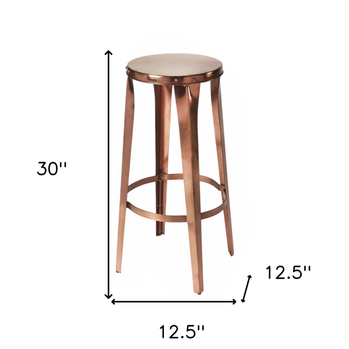 30" Copper Iron Backless Bar Height Bar Chair