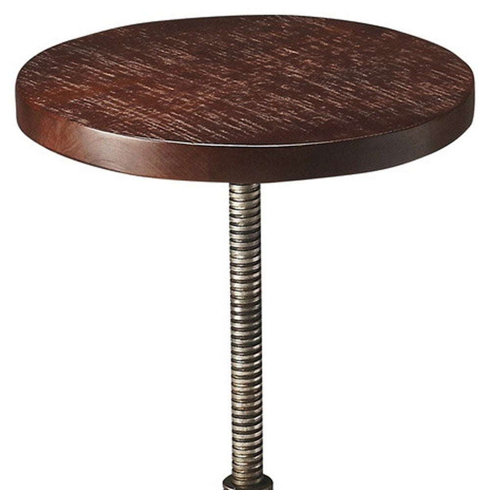 Brown and Silver Manufactured Wood and Solid Wood Counter Height Swivel Bar Chair HomeRoots
