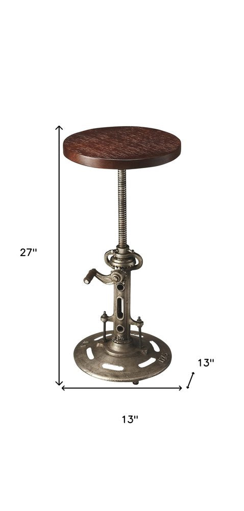 Brown and Silver Manufactured Wood and Solid Wood Counter Height Swivel Bar Chair HomeRoots