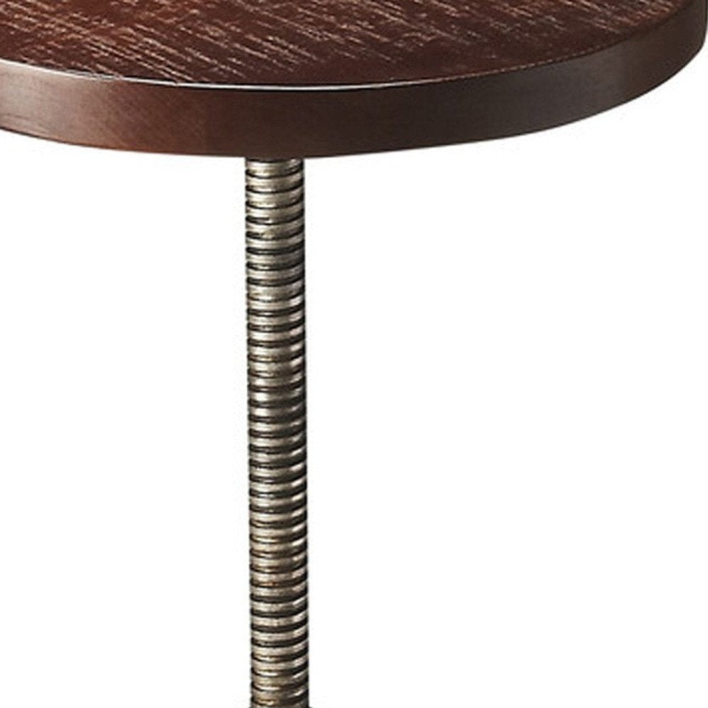 Brown and Silver Manufactured Wood and Solid Wood Counter Height Swivel Bar Chair HomeRoots