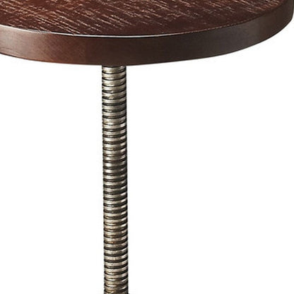 Brown and Silver Manufactured Wood and Solid Wood Counter Height Swivel Bar Chair HomeRoots