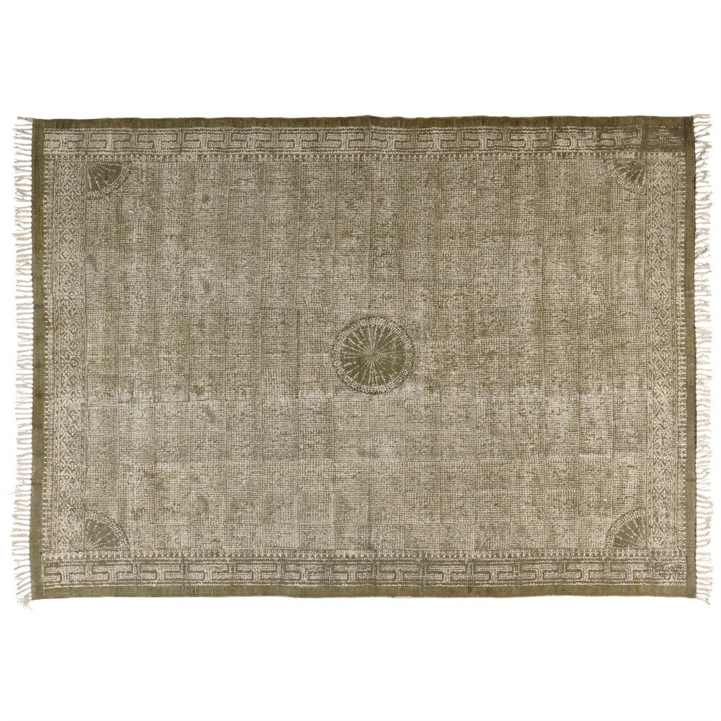 8' X 10' Putty Distressed Medallion Area Rug