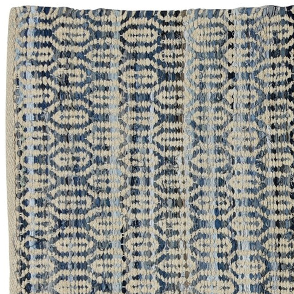 5' X 8' Blue And Gray Dhurrie Area Rug