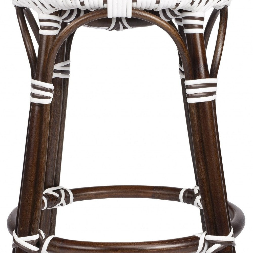 24" Brown And White Rattan Backless Counter Height Bar Chair HomeRoots