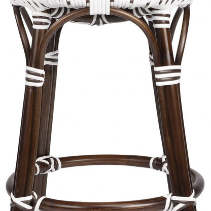 24" Brown And White Rattan Backless Counter Height Bar Chair HomeRoots