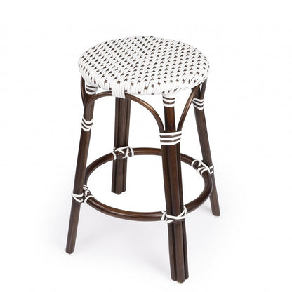 24" Brown And White Rattan Backless Counter Height Bar Chair HomeRoots