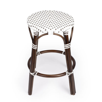 24" Brown And White Rattan Backless Counter Height Bar Chair HomeRoots