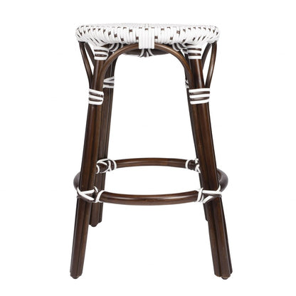 24" Brown And White Rattan Backless Counter Height Bar Chair HomeRoots