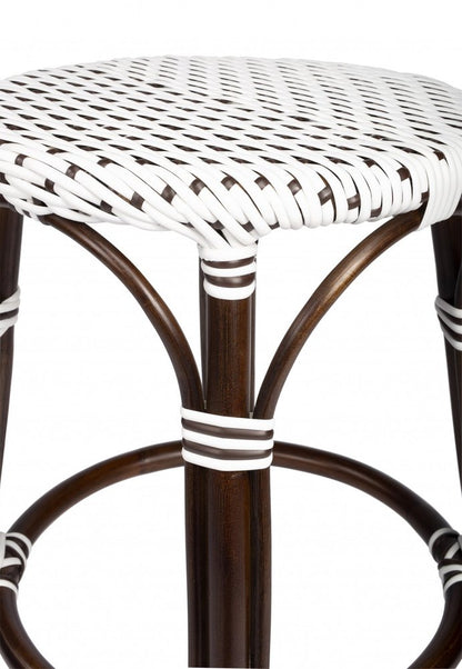 24" Brown And White Rattan Backless Counter Height Bar Chair HomeRoots