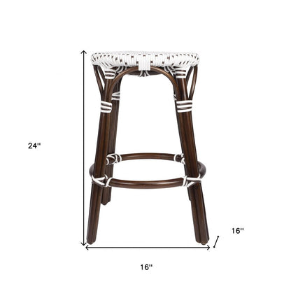 24" Brown And White Rattan Backless Counter Height Bar Chair HomeRoots