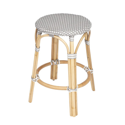 24" Natural Gray And Heavy Duty Plastic and Rattan Backless Counter Height Bar Chair HomeRoots