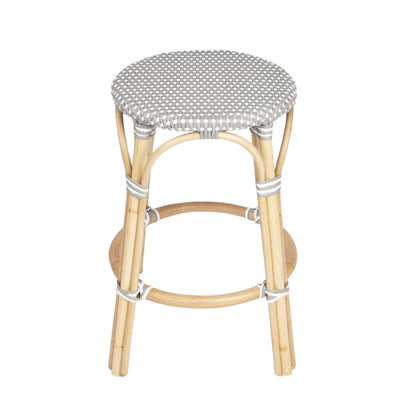 24" Natural Gray And Heavy Duty Plastic and Rattan Backless Counter Height Bar Chair HomeRoots