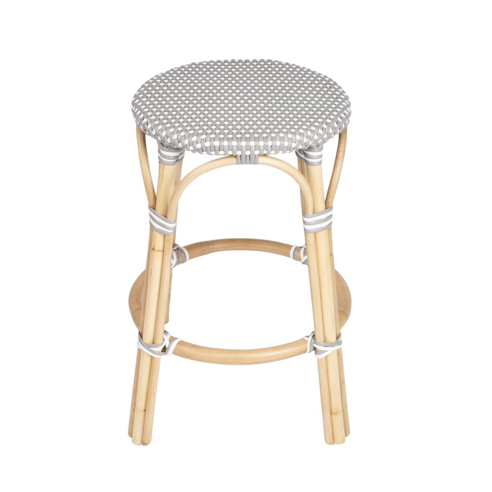 24" Natural Gray And Heavy Duty Plastic and Rattan Backless Counter Height Bar Chair HomeRoots