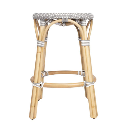 24" Natural Gray And Heavy Duty Plastic and Rattan Backless Counter Height Bar Chair HomeRoots