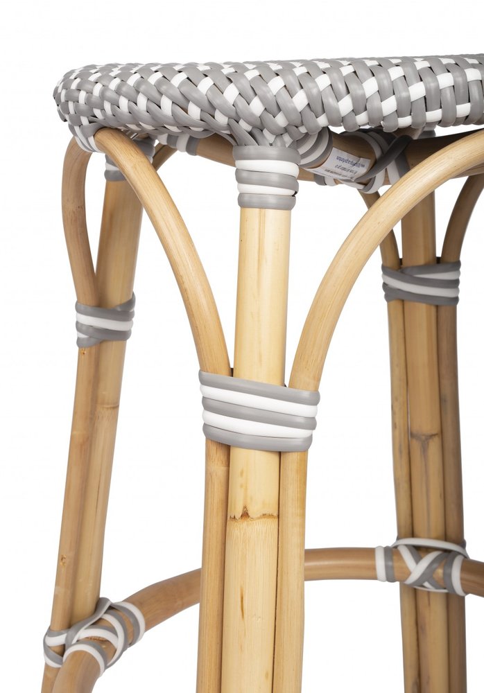 24" Natural Gray And Heavy Duty Plastic and Rattan Backless Counter Height Bar Chair HomeRoots
