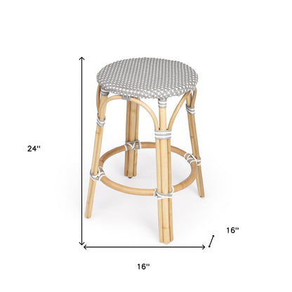 24" Natural Gray And Heavy Duty Plastic and Rattan Backless Counter Height Bar Chair HomeRoots
