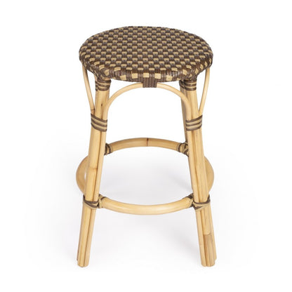 24" Natural and Brown Rattan Backless Counter Height Bar Chair HomeRoots