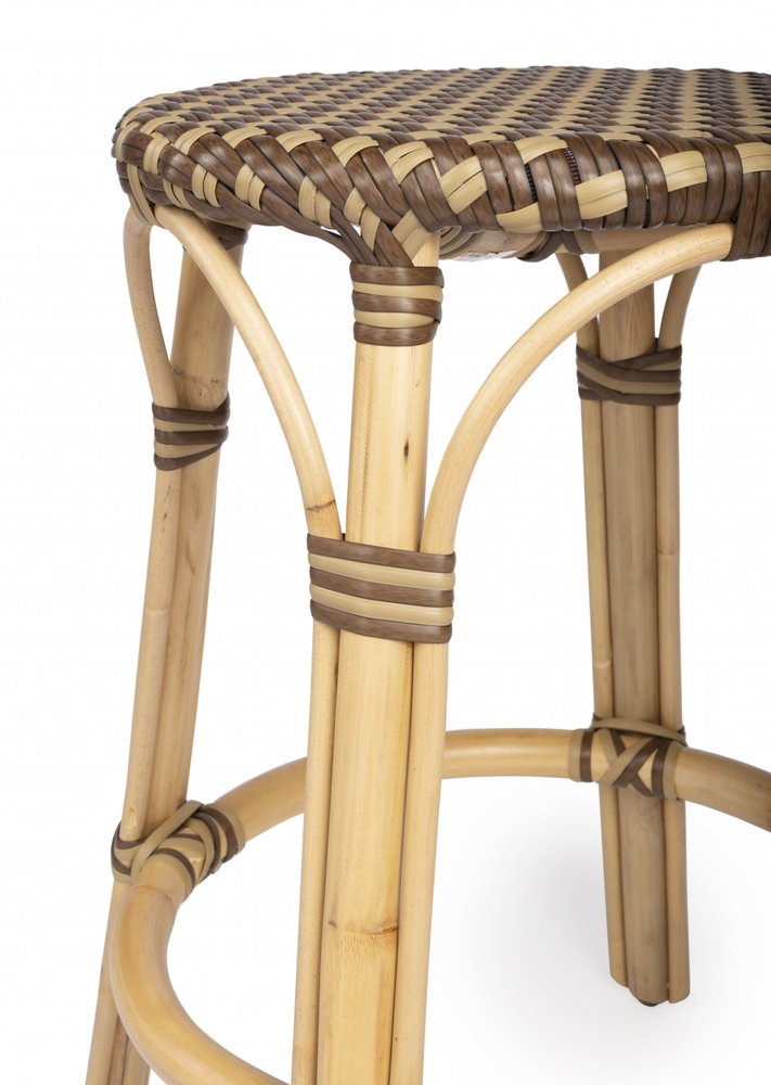 24" Natural and Brown Rattan Backless Counter Height Bar Chair HomeRoots