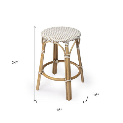 24" Natural and White Rattan Backless Counter Height Bar Chair HomeRoots