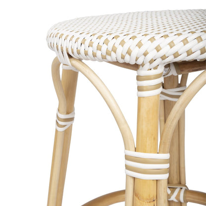 24" Natural and White Rattan Backless Counter Height Bar Chair HomeRoots