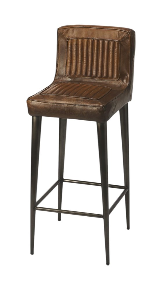 32" Brown and Black Manufactured Wood and Iron Bar Chair HomeRoots