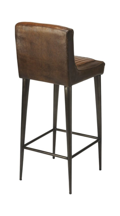 32" Brown and Black Manufactured Wood and Iron Bar Chair HomeRoots