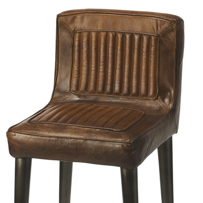 32" Brown and Black Manufactured Wood and Iron Bar Chair HomeRoots