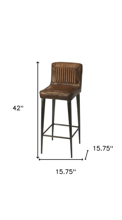 32" Brown and Black Manufactured Wood and Iron Bar Chair HomeRoots