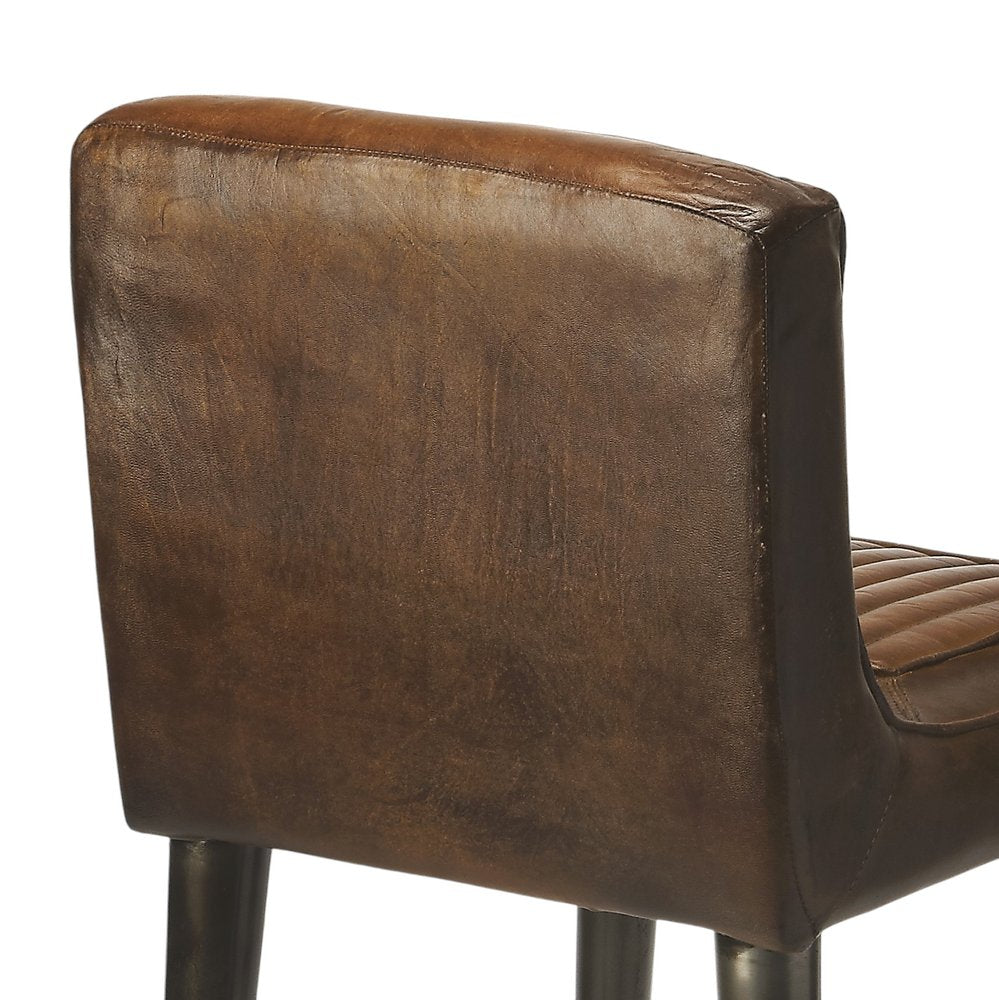 32" Brown and Black Manufactured Wood and Iron Bar Chair HomeRoots