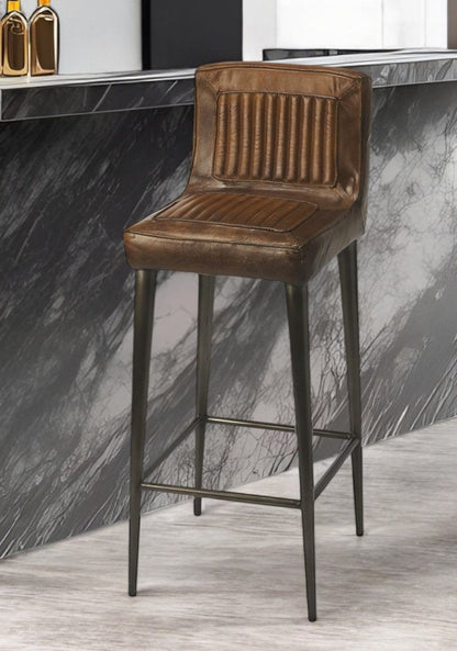32" Brown and Black Manufactured Wood and Iron Bar Chair HomeRoots
