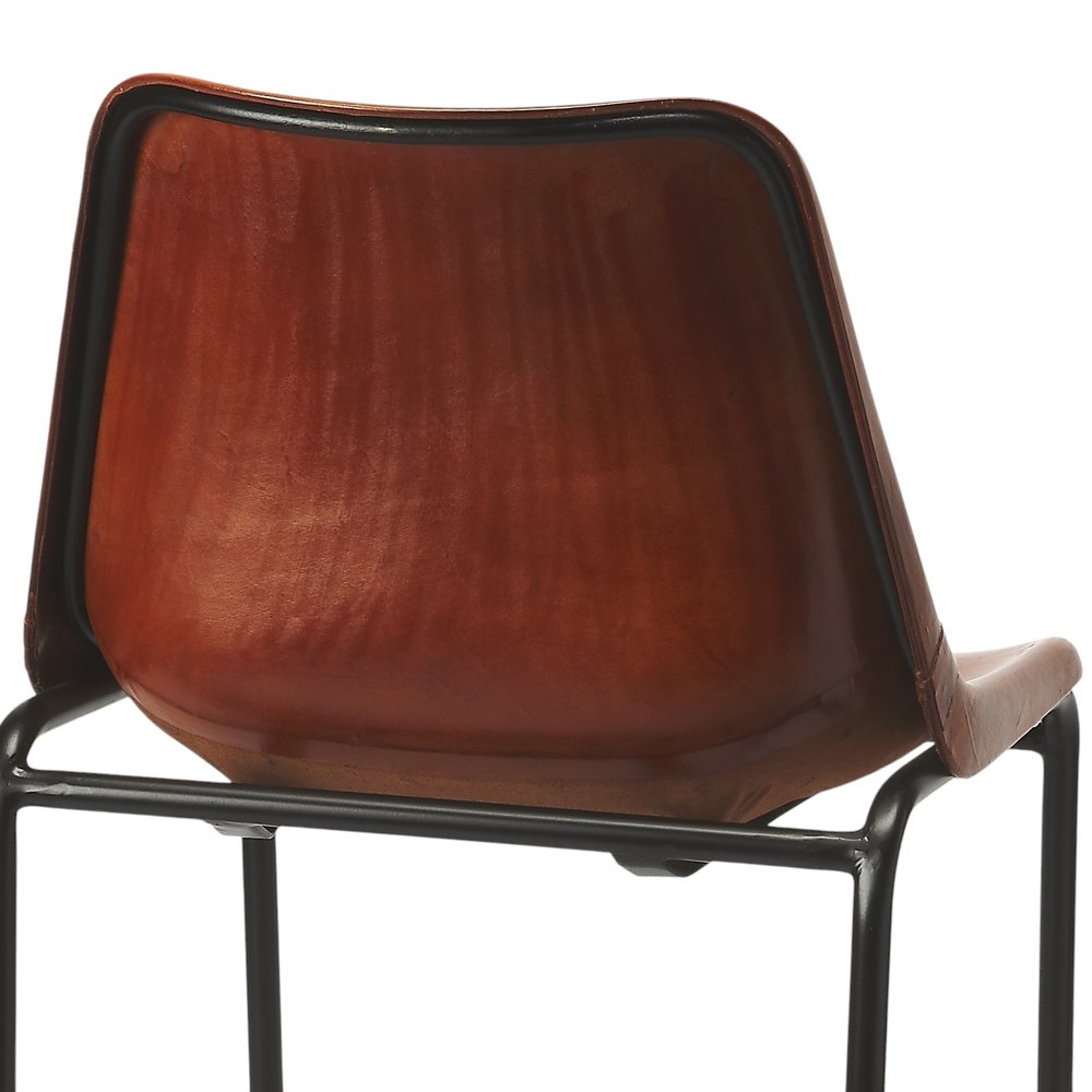 28" Brown and Black Manufactured Wood and Iron Bar Chair HomeRoots