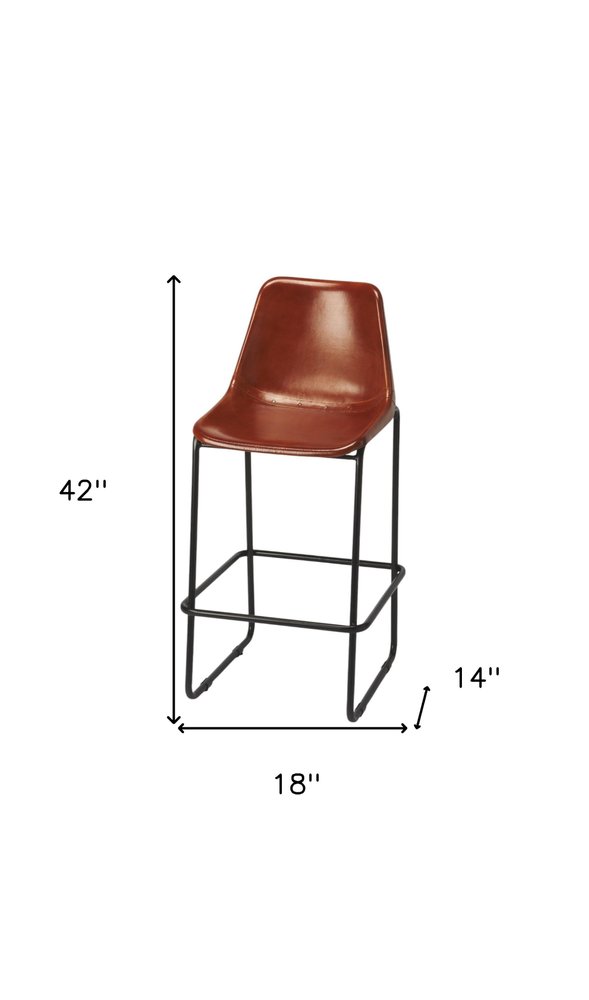 28" Brown and Black Manufactured Wood and Iron Bar Chair HomeRoots