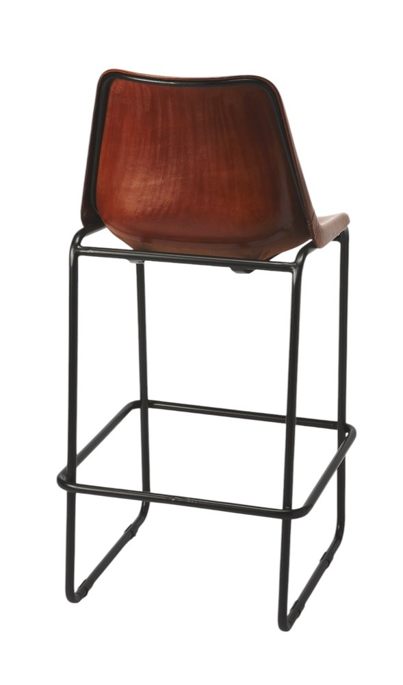28" Brown and Black Manufactured Wood and Iron Bar Chair HomeRoots
