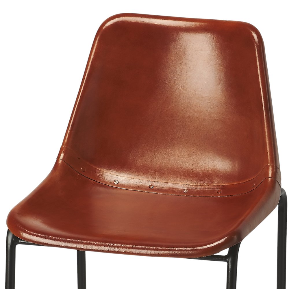 28" Brown and Black Manufactured Wood and Iron Bar Chair HomeRoots