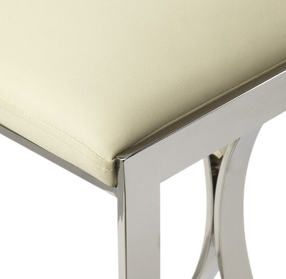 24" Off White and Silver Faux Leather and Iron Backless Counter Height Bar Chair HomeRoots