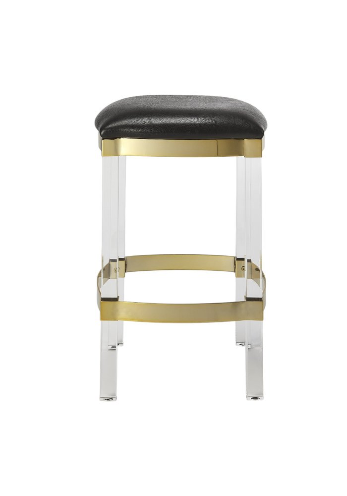 24" Black and Clear Stainless Steel and Steel Backless Counter Height Bar Chair HomeRoots