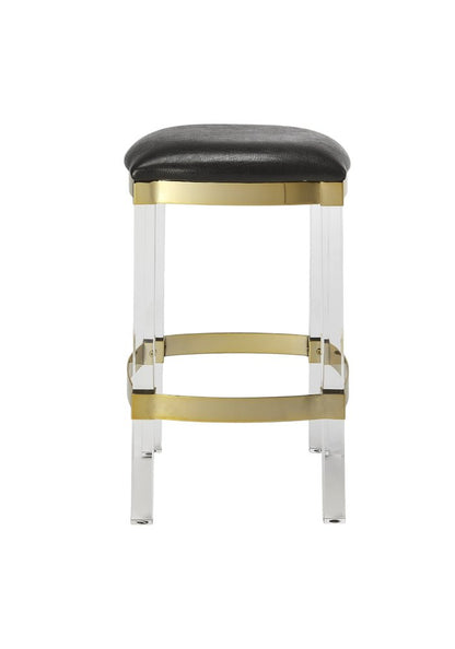 24" Black and Clear Stainless Steel and Steel Backless Counter Height Bar Chair HomeRoots