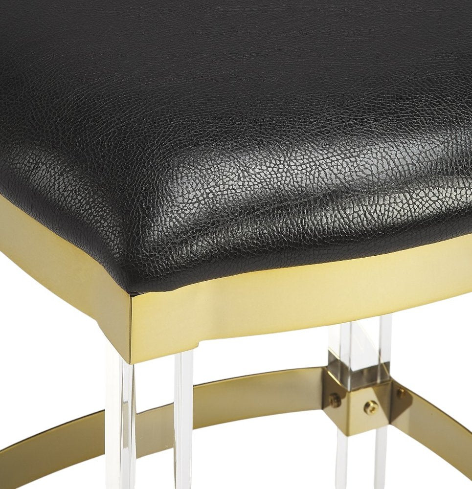 24" Black and Clear Stainless Steel and Steel Backless Counter Height Bar Chair HomeRoots